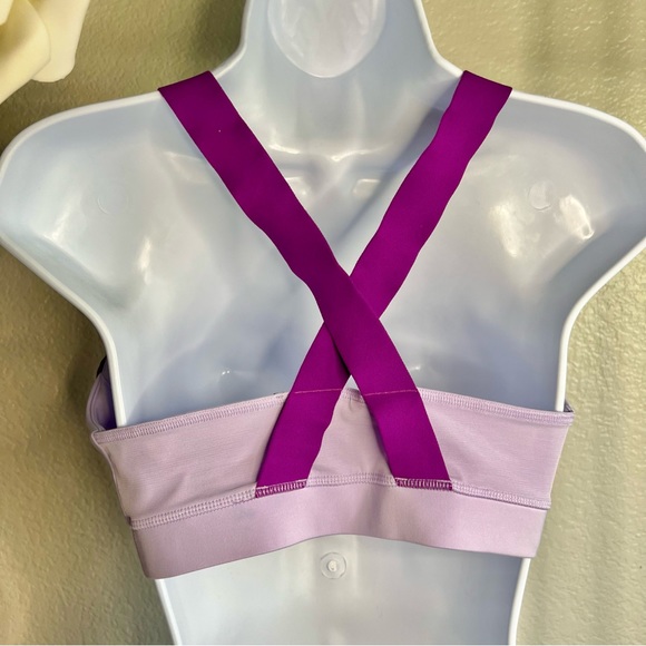 PUMA womens Train First Mile Mid Impact Sports Bra, MEDIUM, Lilac/Purple color - Picture 8 of 14
